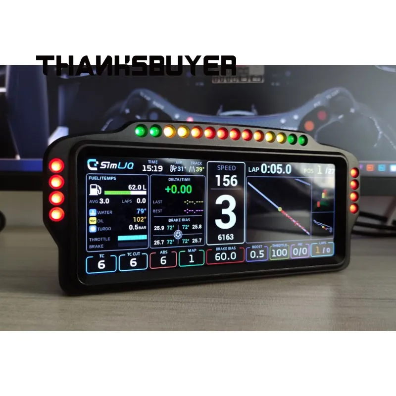

SimLJQ Racing Game Simulator Dashboard 21:9 Wide Screen 7-inch 1280x480 IPS 22PCS RGB LED Support for SIMHUB