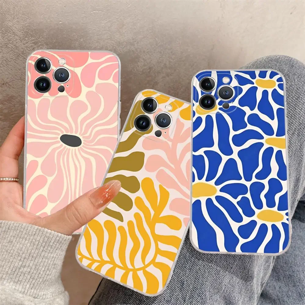 Coque de téléphone avec marché aux fleurs abstraites, étui pour iPhone 15 14 11 12 13 Mini Pro XS Max 6 7 8 Plus X XR SE 2020