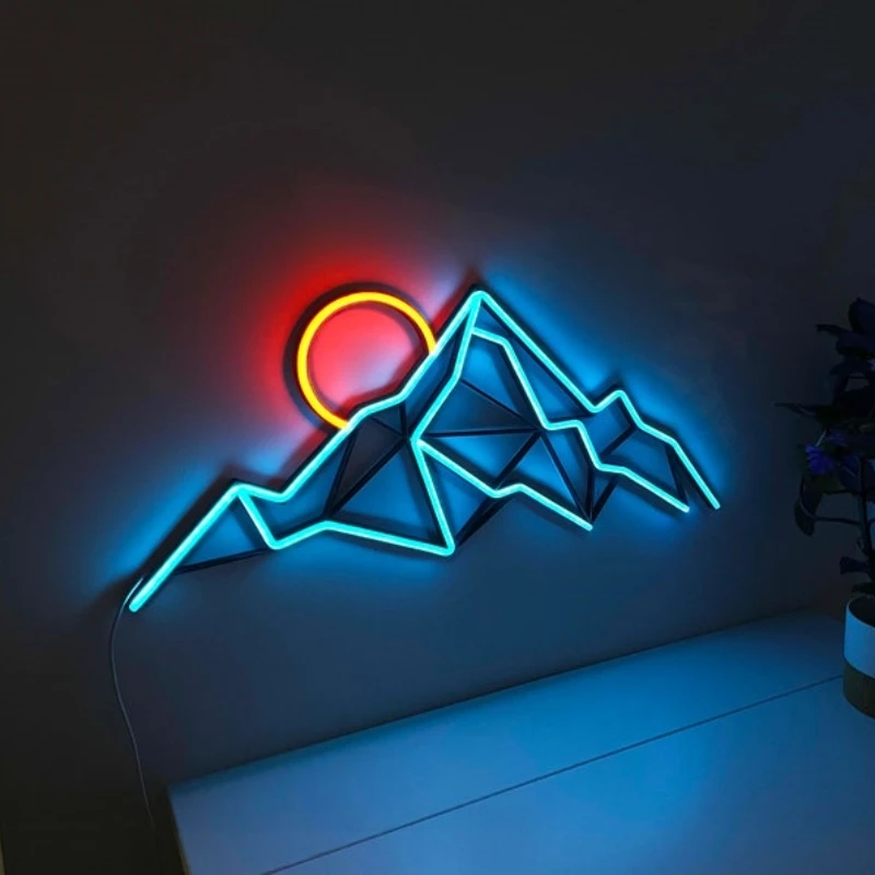 

mountain neon wall art landscape Neon Sign neon art, Mountain Art Light Sign, Led light Wall Decor, mount decor gift man