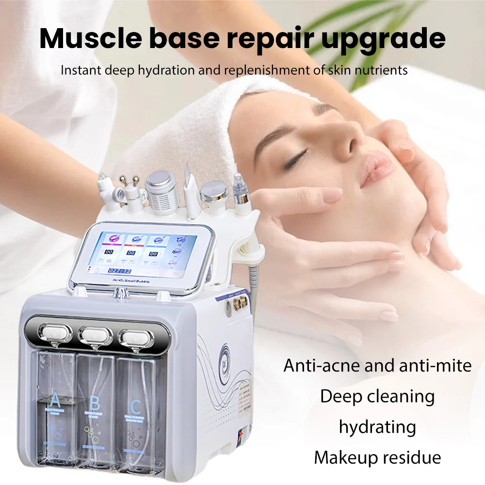 6 en 1 Dermoabrasión Peel Spa máquina de rejuvenecimiento Facial rejuvenecimiento de la piel hidrodermoabrasión Aqua limpieza profunda dispositivo de cuidado de la piel