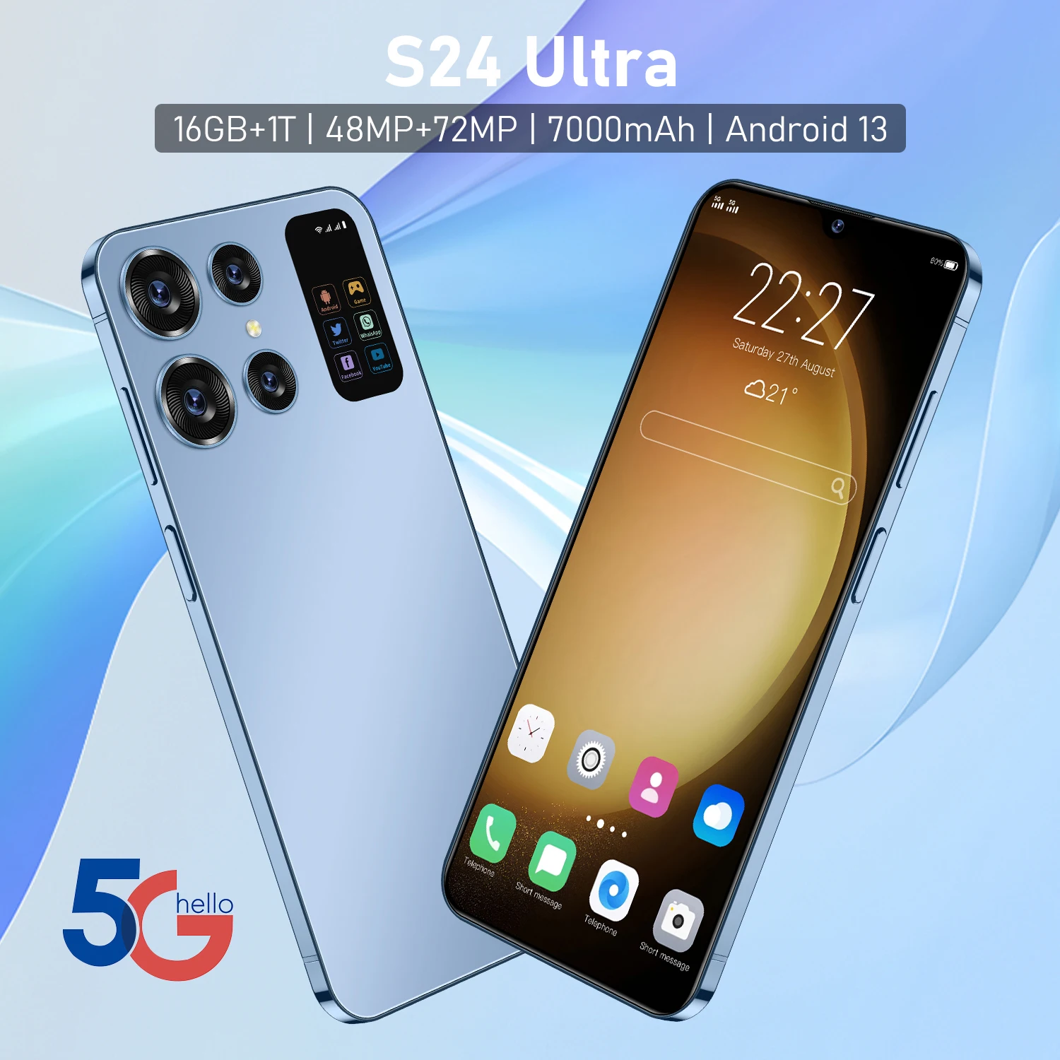 

S24 Ultra 5G Global version Smartphone 7.0 inch HD screen Dual Standby Phone Android13 48MP + 72MP Camera 7000mAh gaming phone