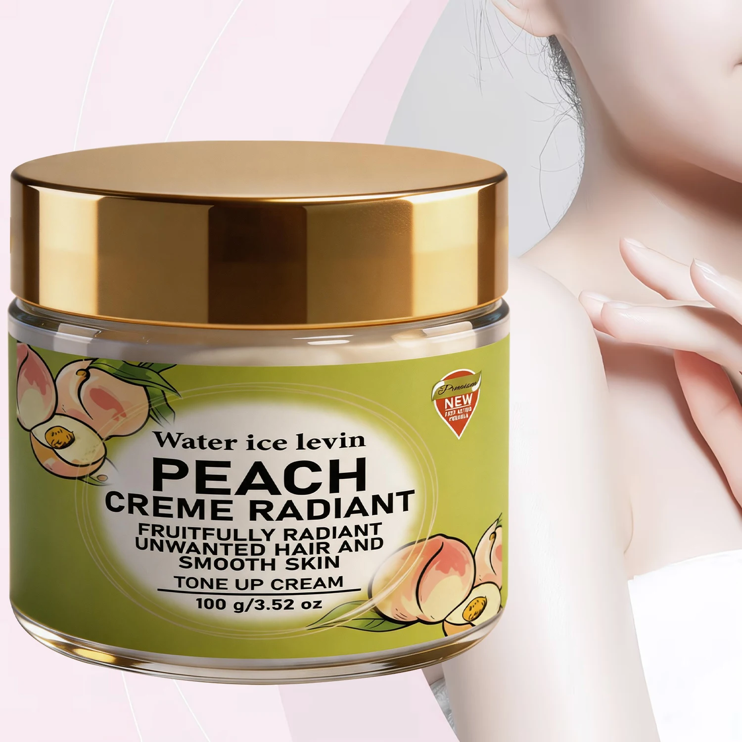 WATER ICE LEVIN Peach Radiance Cream 100g Collagen Bee Venom Niacinamide Moisturizing Nourishing Gentle Daily Facial Skin Care