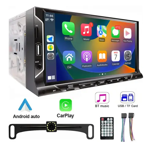 New 7 Inch Car Radio 2 Din HD Touchscreen Car Stereo For Apple CarPlay Android Auto with Backup Camera Remote Control USB/TF/AUX
