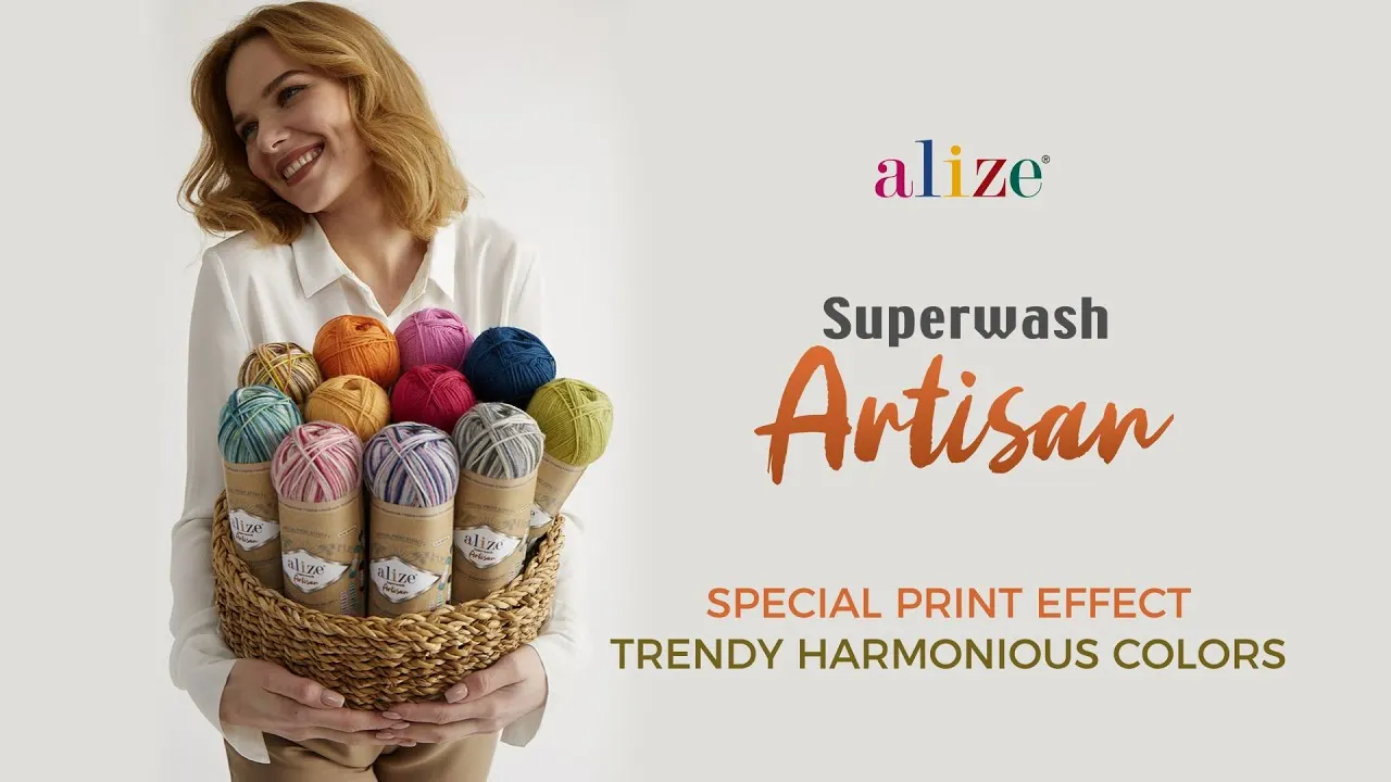 Alize Superwash Artisan Wool Yarn, 6 Color Options - Booties - Beret - Scarf - Blouse - Cardigan - Glove - Jumper - Comfort - Summer - Winter -