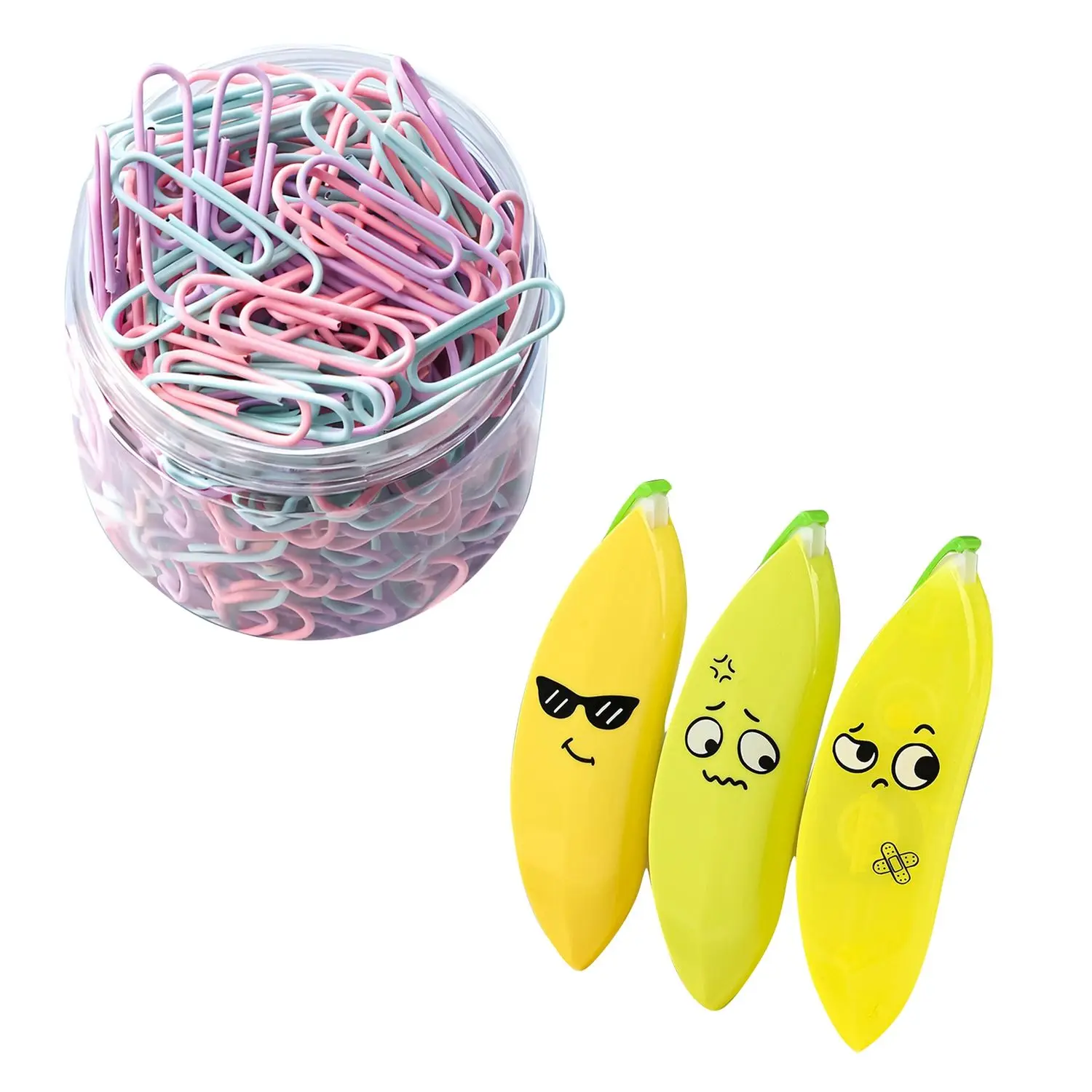 Cute White Out Tape & Banana Style Correction Tape, Double Sided Tape Roller, Adhesive Tape Dispenser Runner For Home School Off