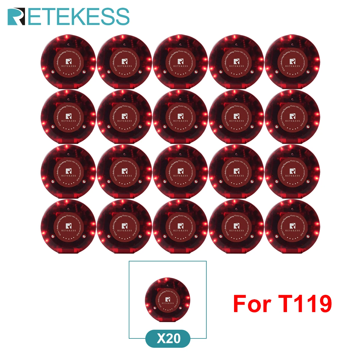 RETEKESS T119 20-teiliges Pager-Empfänger-Set Drahtloses Restaurant-Rufsystem für Cafés, Bars, Food Trucks, Hotels 3