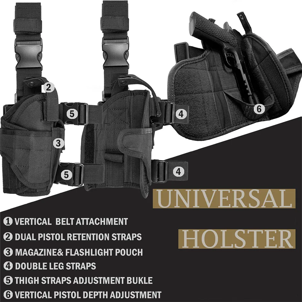 

Drop Leg Holster Molle Quick-draw Airsoft Holster with Magazine Pouch Thigh Pistol Gun Holster Tactical Adjustable Right Handed