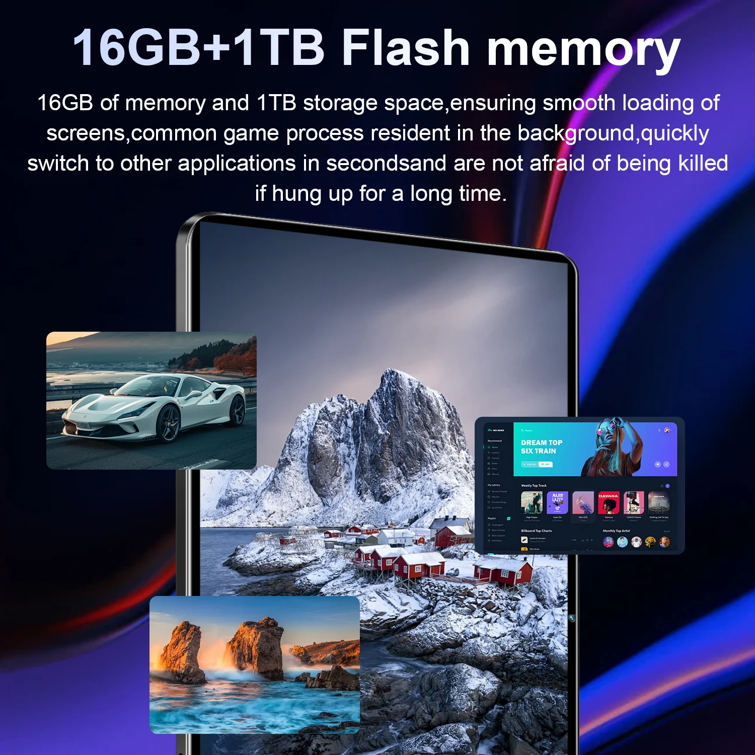 12000mAh Battery Android 13 Tablet 16GB RAM 1TB ROM 16MP+32MP Camera 5G WiFi Portable Tablet Suitable for Daily Entertainment Online Learning Holiday Gift