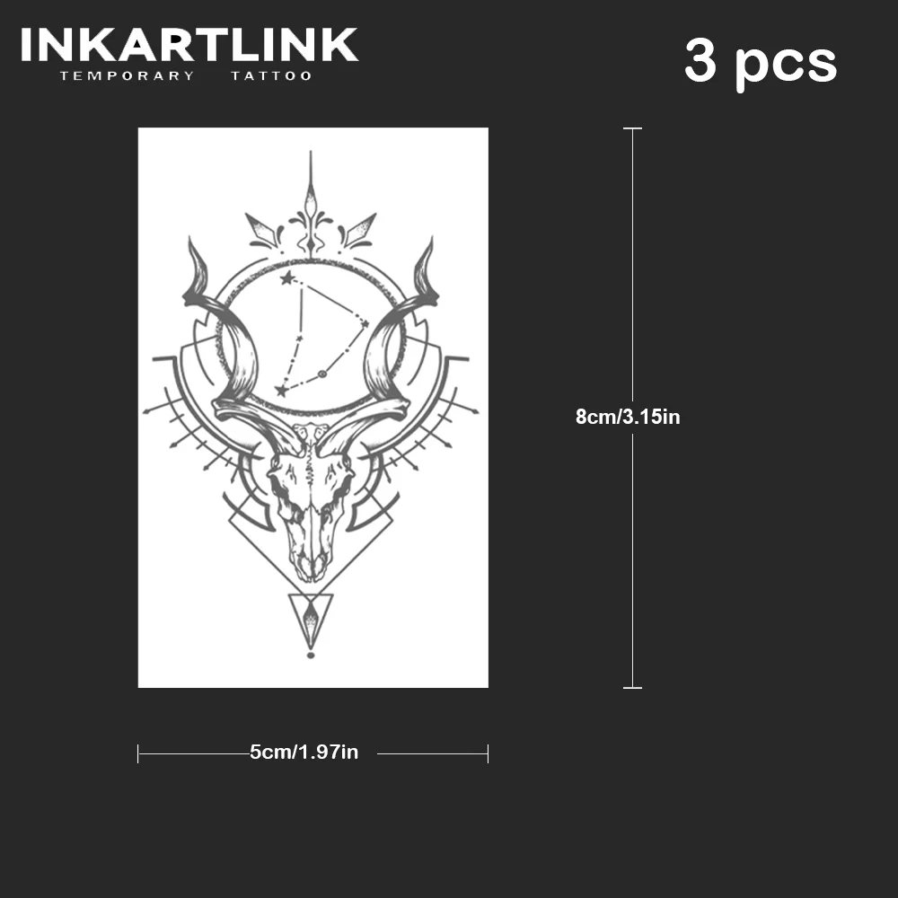 3 قطع وشم مؤقت على شكل جمجمة الماعز، آخر حتى 15 يومًا، تقنية جديدة سحرية مقاومة للماء، ملصق شبه دائم. #4