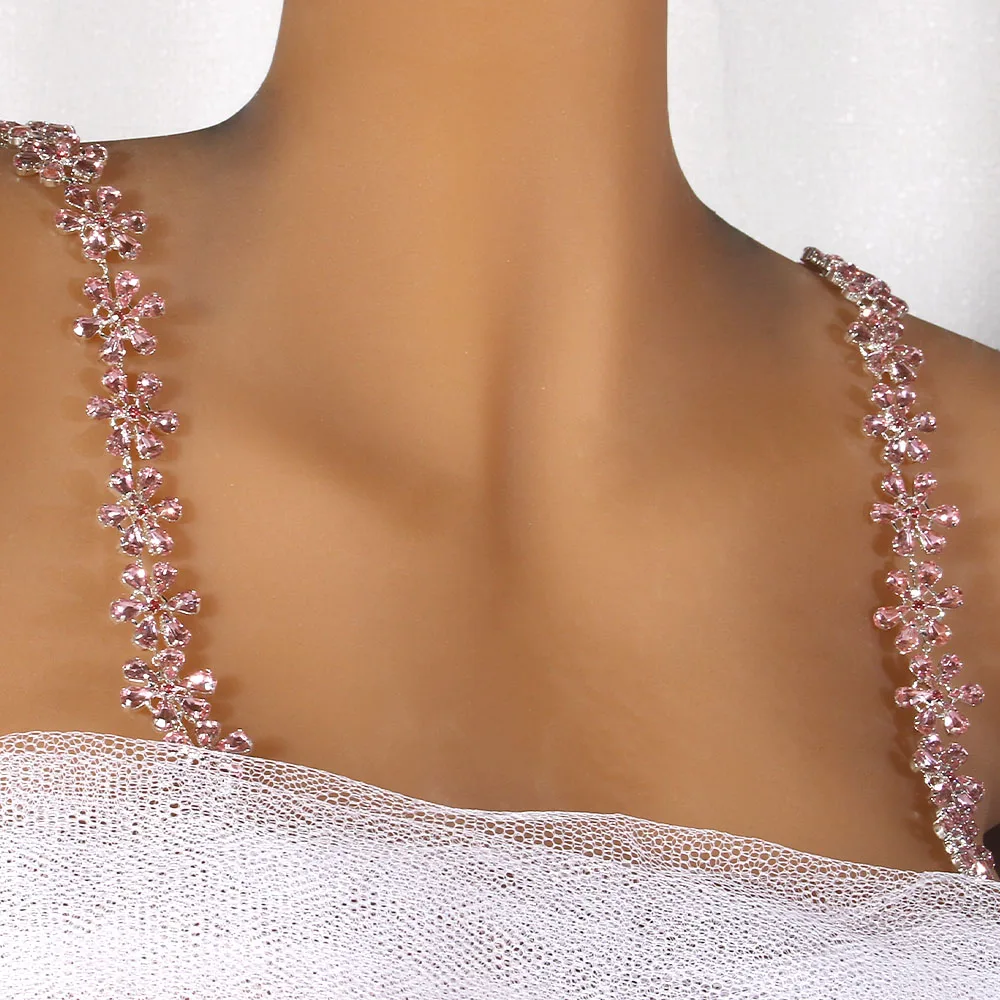 

Stonefans Elegant Crystal Floral Shoulder Chain for Dress Detachable Rhinestone Strap Jewelry for Woman Party Accessories Gift