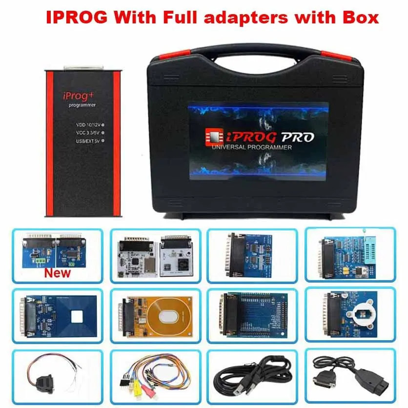NIEUWE Iprog Pro Volledige V89 met 7/11 Adapters Ondersteuning Eeprom IMMO/KM/Radio/Airbag Reset Dashboard IPROG + V87 ECU Key Programmeur Tool