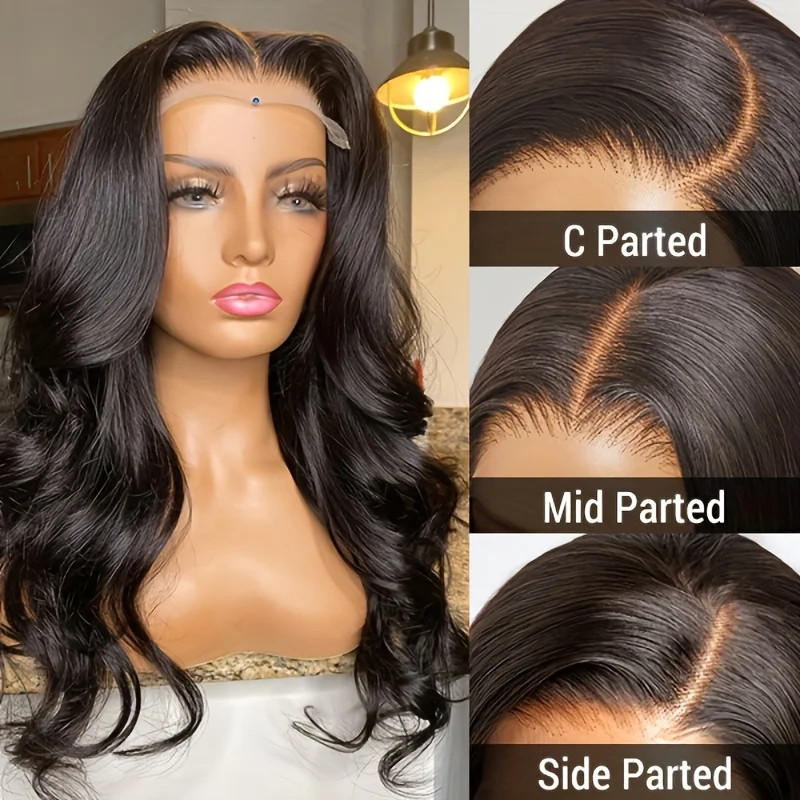 Alimice 5x5 Lace Body Wave Pre Plucked Wig Human Hair 180% Density Transparent Lace Glueless Wigs Human Hair For Women