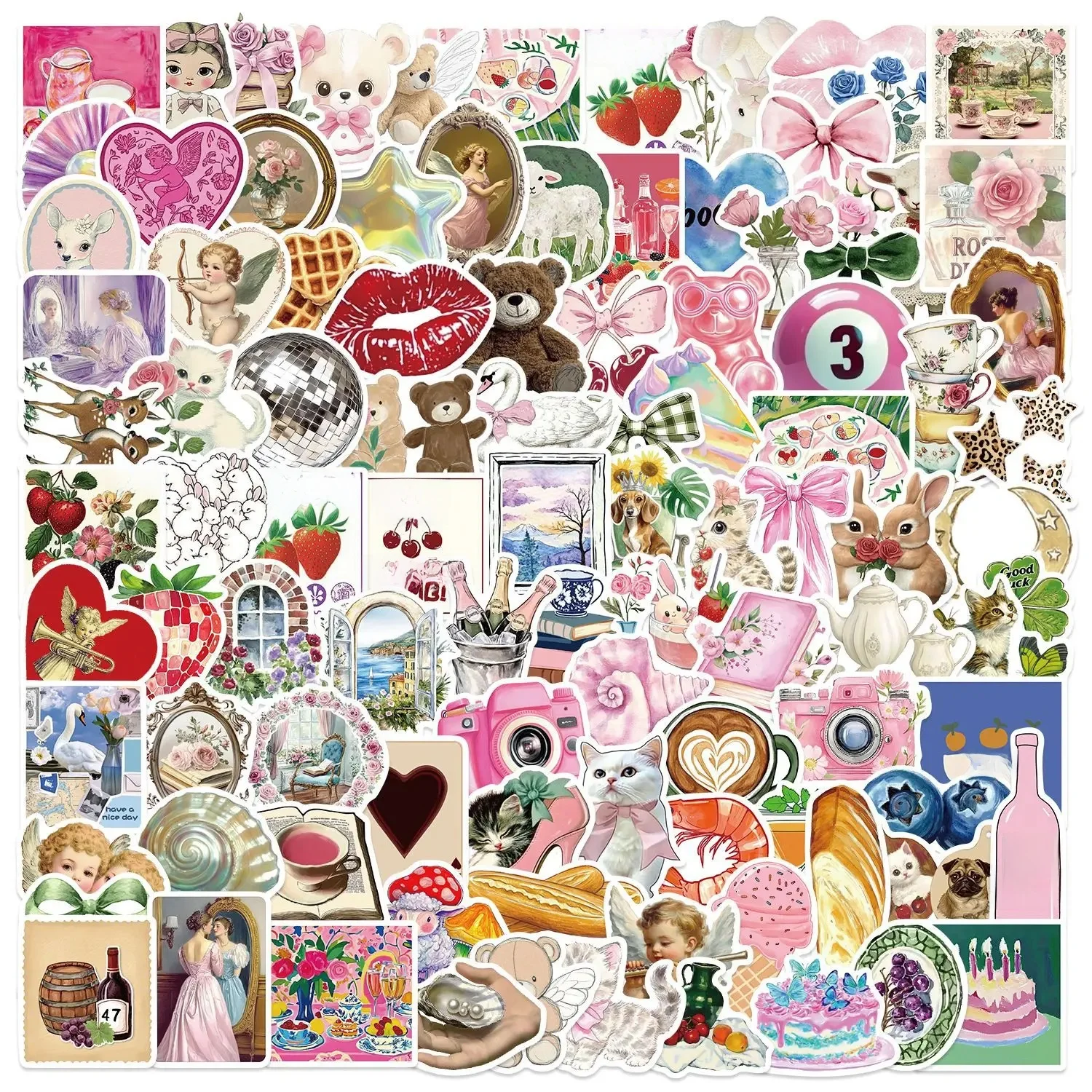 10/50/100 pièces Y2K filles rose esthétique Graffiti autocollants téléphone guitare ordinateur portable valise autocollant étanche enfants jouets