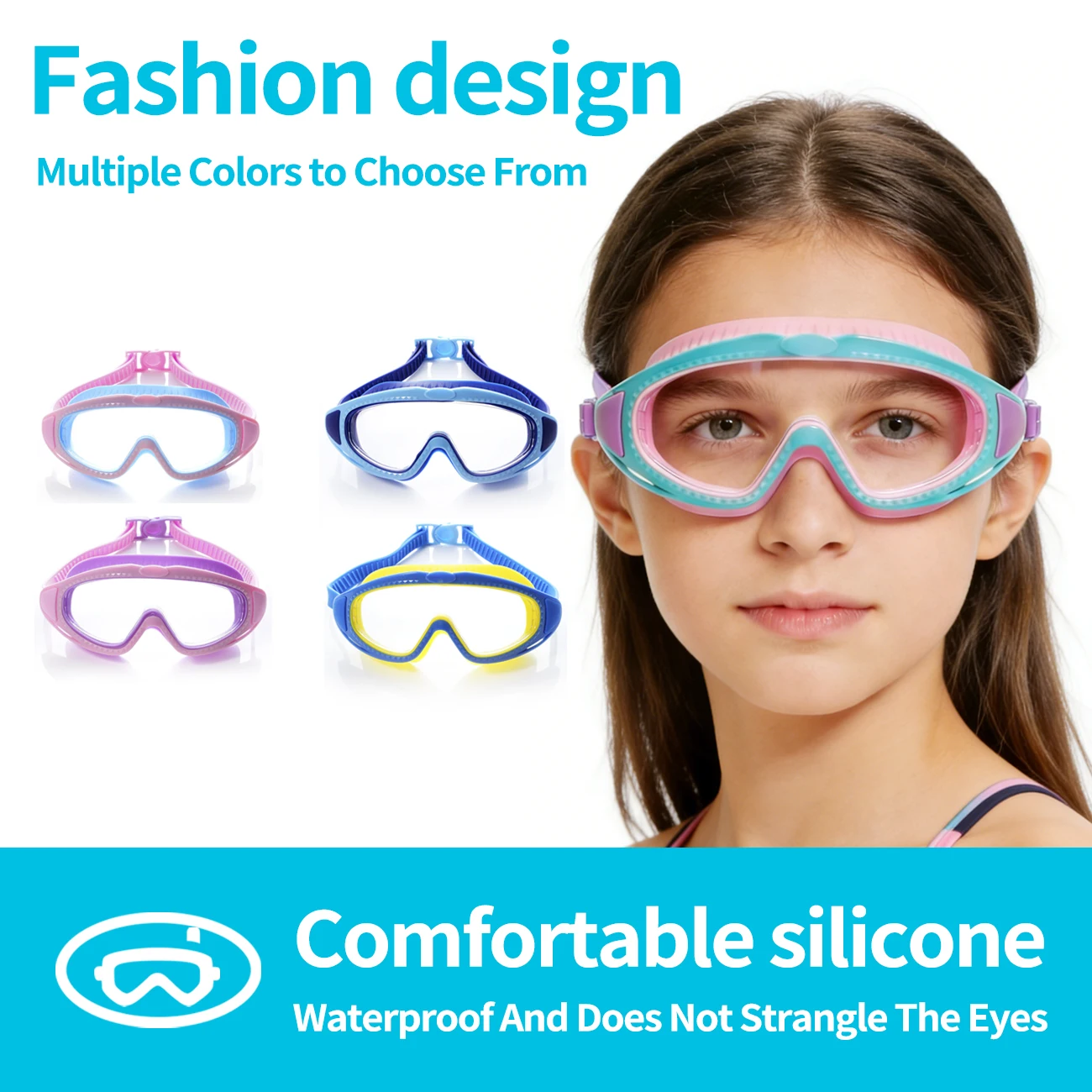 1 Stück Schwimmbrille für UV-Schutz, beschlagfrei, für Pool und Wasser, Schwimmbrille für Jungen, Mädchen, Jugendliche