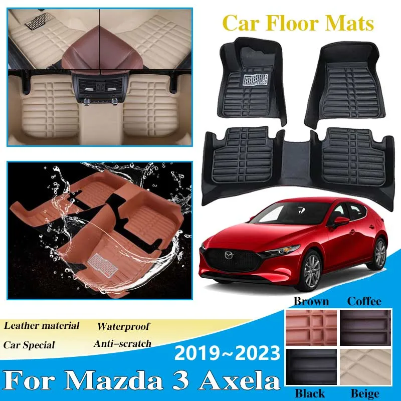 

Car Floor Mats for Mazda3 BP 2019~2023 Mazda 3 Axela LHD Leather Panel Liner Carpet Custom Foot Part Inner Rug Auto Accessories