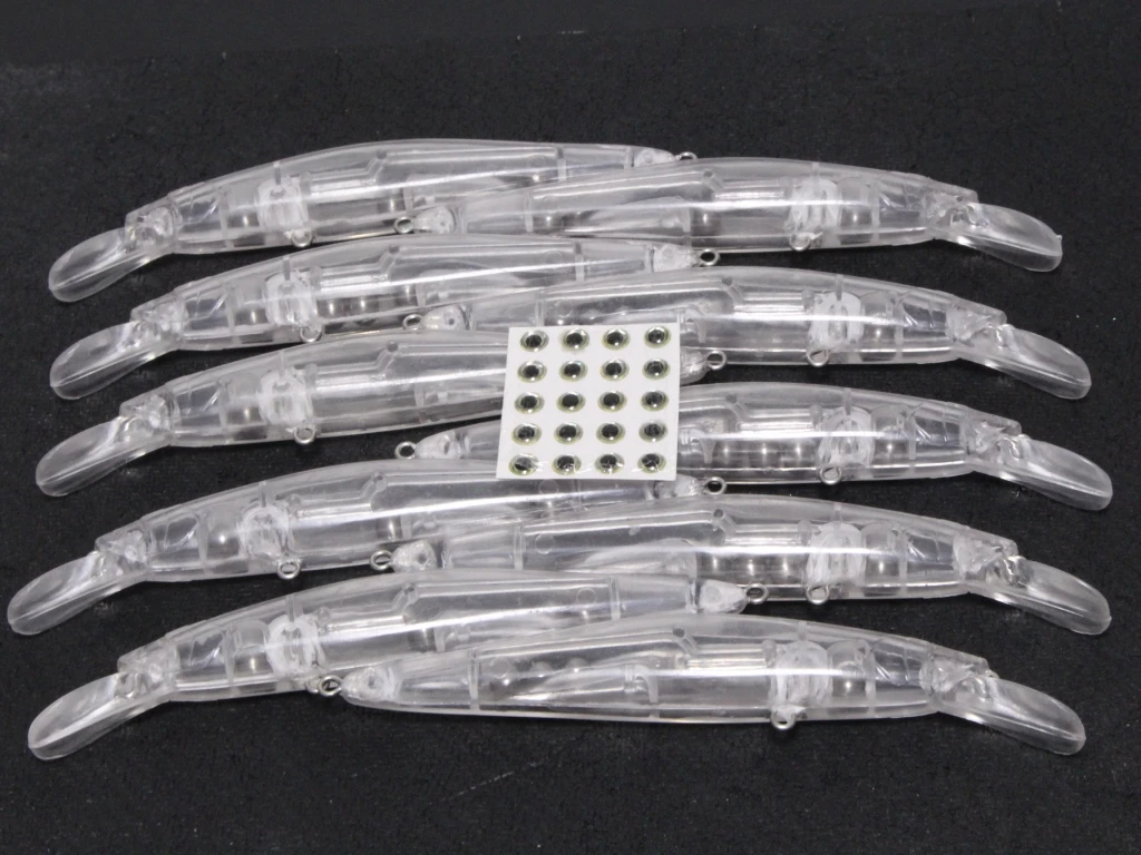 wLure 11.4cm Weight Transfer for Long Distance Casting Unpainted Clear Fishing Lures Bodies 10 Pieces with Eyes UPM673