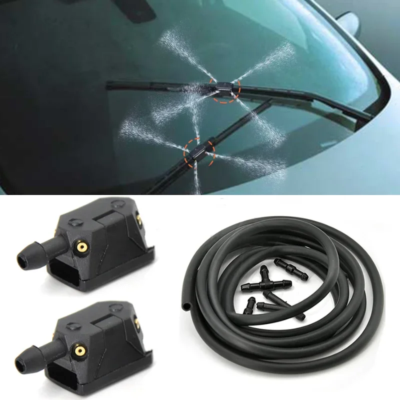 Buse de pulvérisation de lave-glace de pare-brise de voiture, buse de pulvérisation réglable à 4 voies, mise à niveau installée sur bras de 8mm / 9mm, accessoires de voiture
