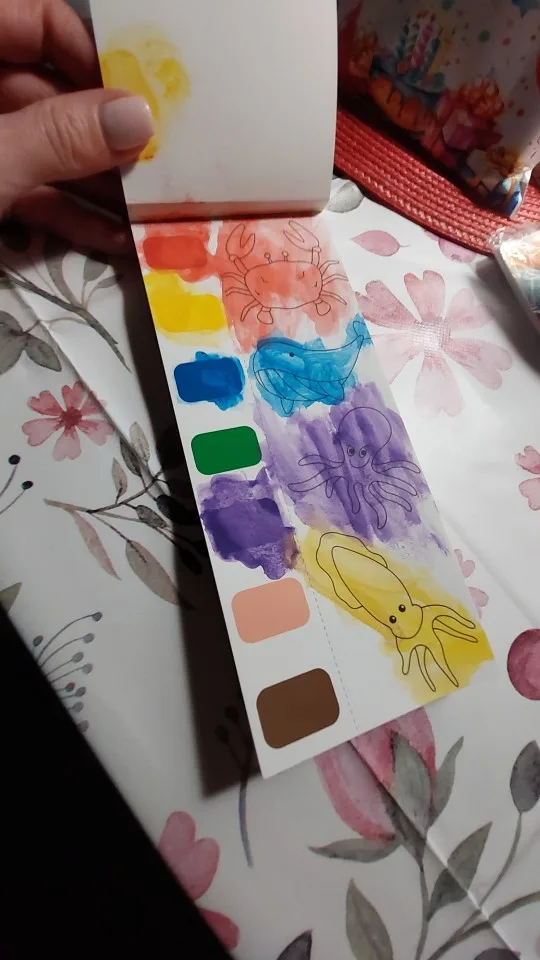 12pages Children's Watercolor Coloring Book,Drawing Toys For Thanksgiving, Easter, Christmas Gifts, With Built-in Watercolor Pen photo review