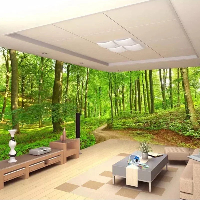 Custom 3D Foto Behang Bos Boom Kleine Road Muur Muurschildering Muurschildering Voor Woonkamer Slaapkamer Home Decor Papel De parede - afbeelding 2