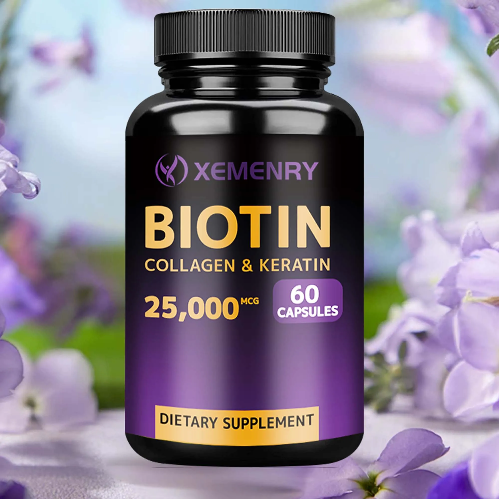 Biotin Capsules - With Hyaluronic Acid, Collagen & Keratin - for Hair, Skin, Nail Health - 60 Capsules