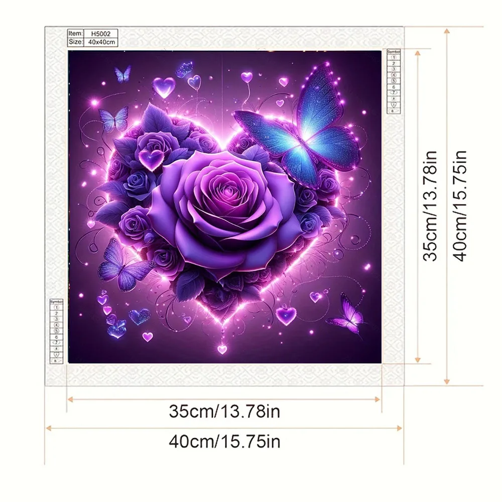 Heart Shaped Flower Pattern Diamond Painting Set, DIY Adult Full Diamond Home Decoration Painting Set, Adult Frameless Crafts