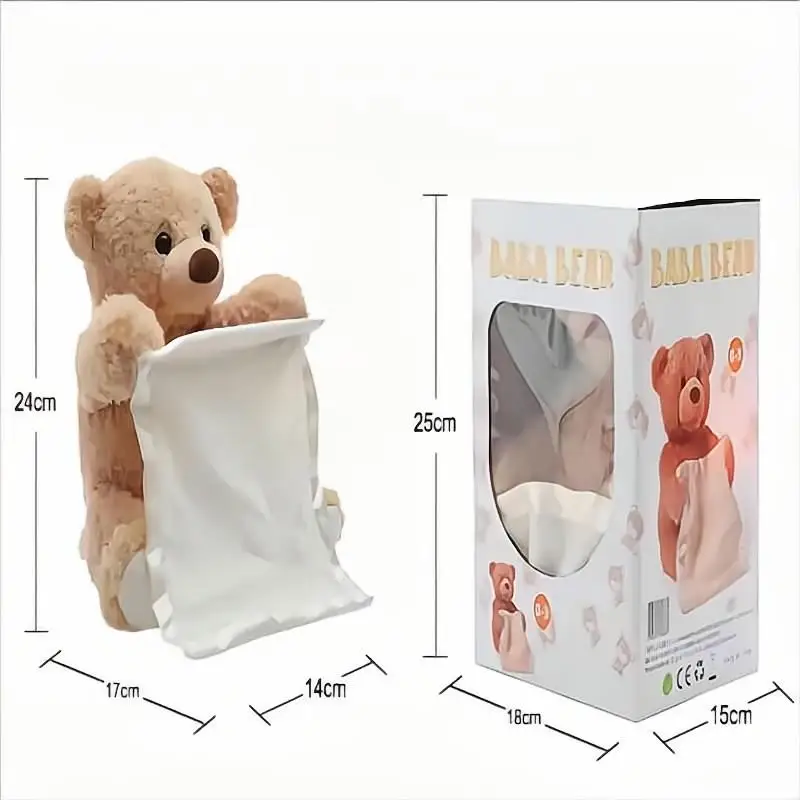 Kawaii 30cm tímido urso jogar esconder procurar adorável recheado crianças presente de aniversário natal música elétrica urso brinquedo de pelúcia controle remoto