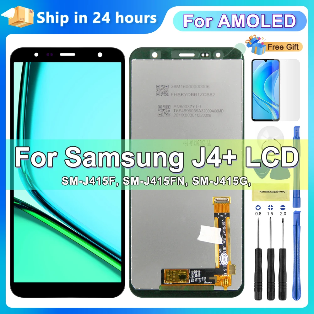 6.0\'\' Screen For J4 J415 with Frame, for Samsung J4+ 2018 J4 Plus J415 J415F J410 Lcd Display Digitizer Touch Screen Assembly