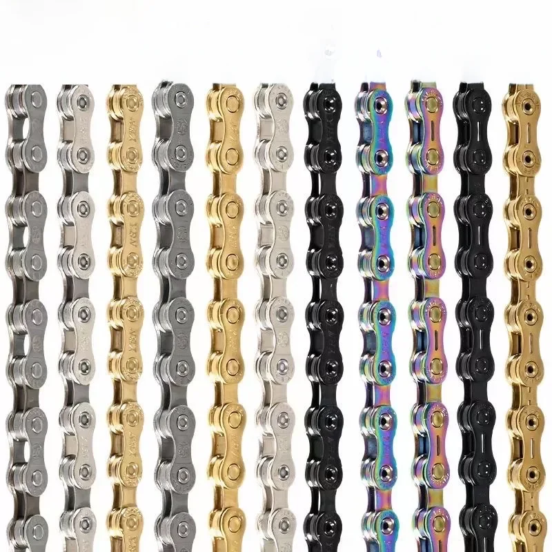 AliExpress YBN Bike Chain 10 11 12 speed SLA silver hollow gold oil slick Titanium coating 8 9s MTB road bike chain for Shimano/ SRAM