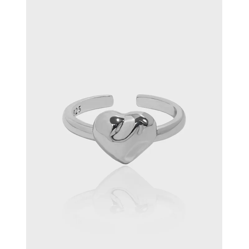 

Minority design simple geometric love texture texture S925 sterling silver ring