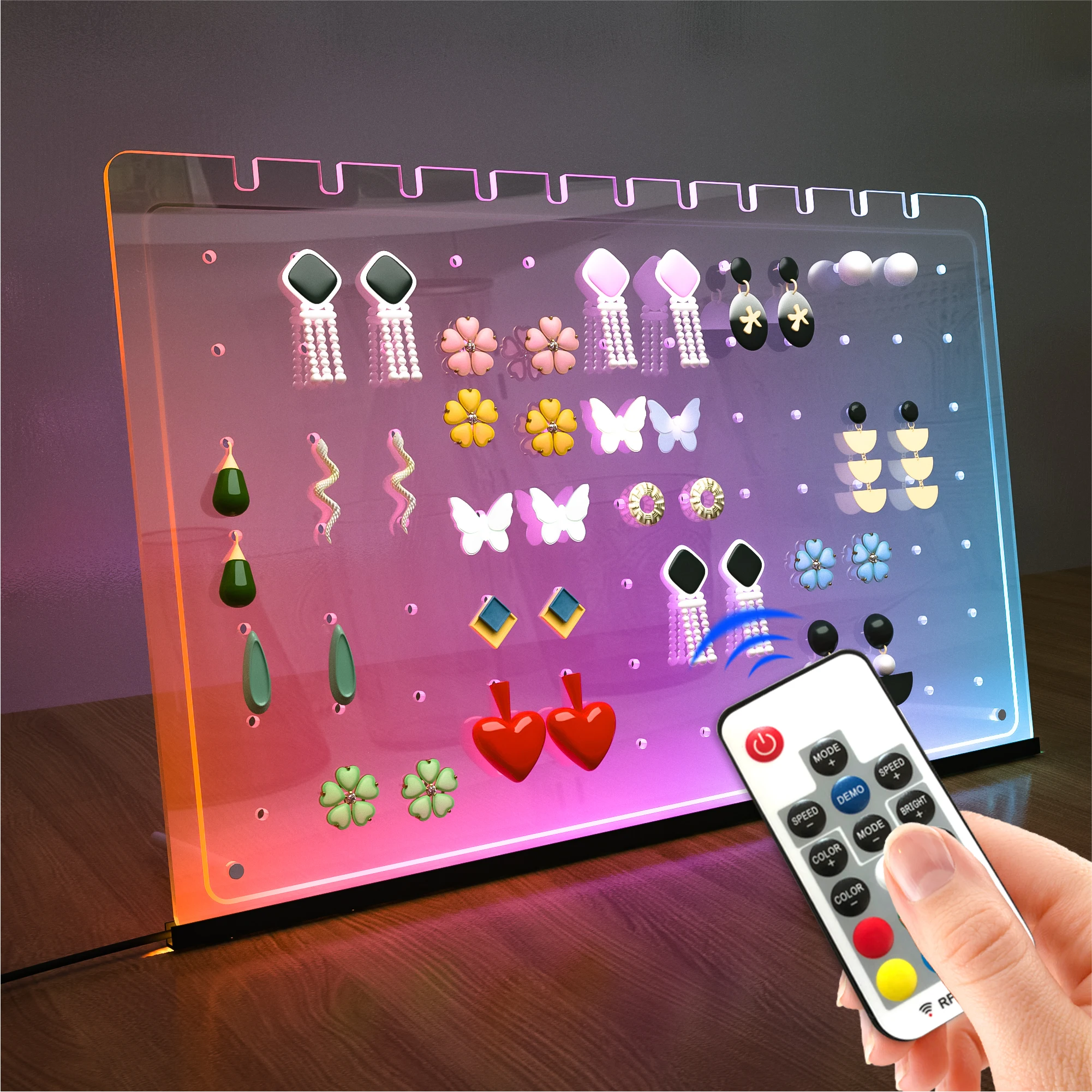 

1 шт., коробка для хранения сережек, акриловая коробка для хранения с фотоэлементом, с дистанционным управлением, коробка для хранения ювелирных изделий