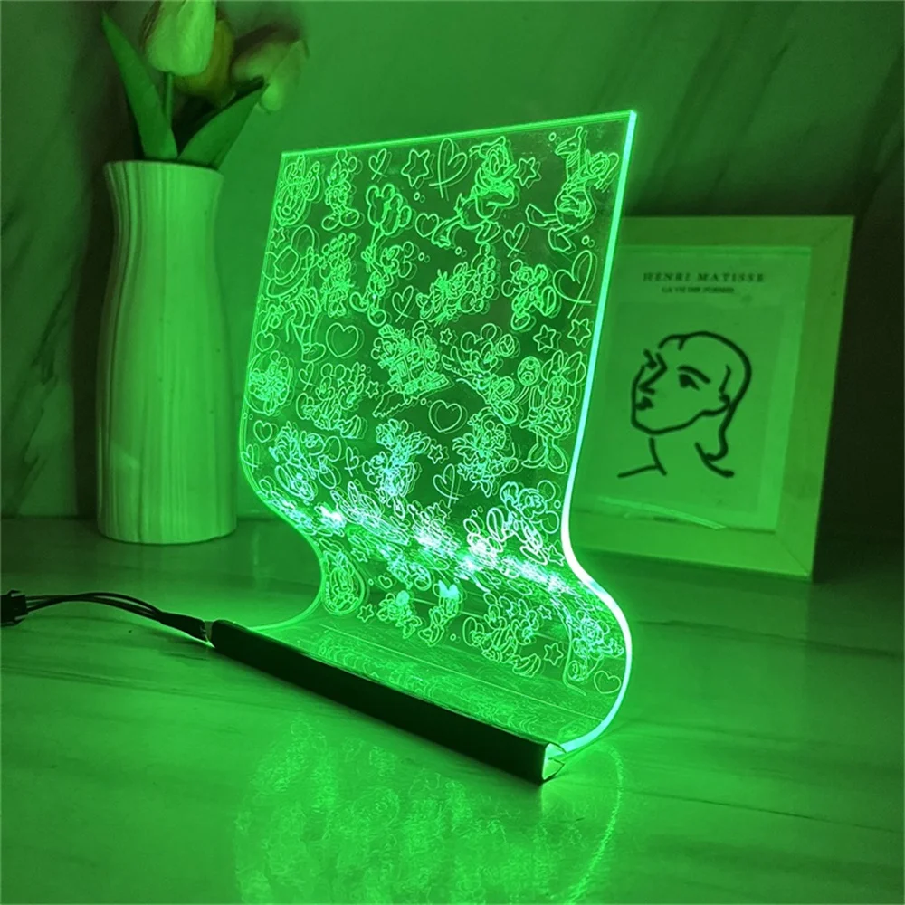 Lampe de défilement 3D de dessin animé pour enfants, souris et canard, escales de table en acrylique, lumière, 3/7 couleurs, art de la maison, décoration, meilleur cadeau