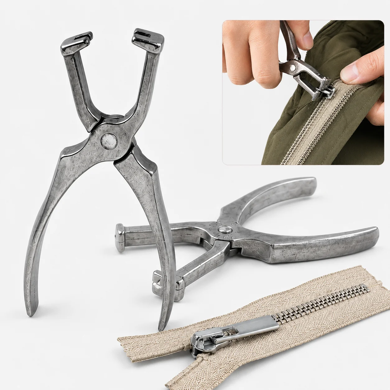 

1Pc 304 Stainless Steel Zip Pliers Tool Bag Garment Zippers Install Stop Clothes Pocket Zips Repair Kits DIY Sewing Accessories