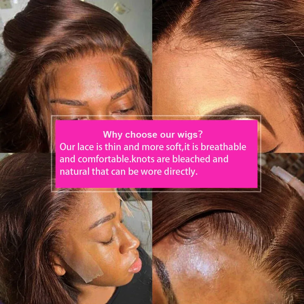 Straight Bob Wigs 100% Human Hair #4 Brown Bob Wigs 13x4 HD Lace Frontal Wigs Human Hair Wigs 8-16Inch For Women 200% Density image 3