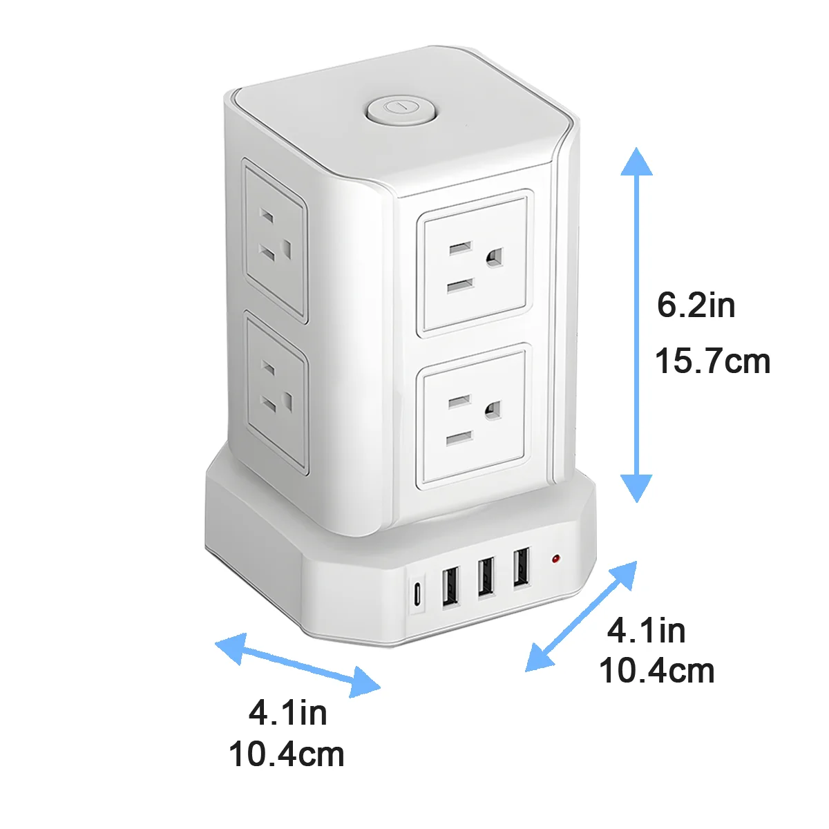 Power Strip Tower 8 Socket 4USB Ports Fast Charging Multiple Electrical Socket Surge Protector 6.5Ft Extension Cable US For Home