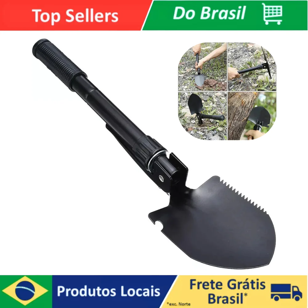 Sombra táctica 5 en 1 para acampar y pescar Sombra plegable multifuncional, hacha y picareta