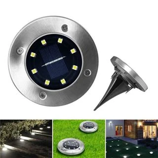 Kit 4 Solar Luminaire Light 8 Led Outdoor Garden Grass