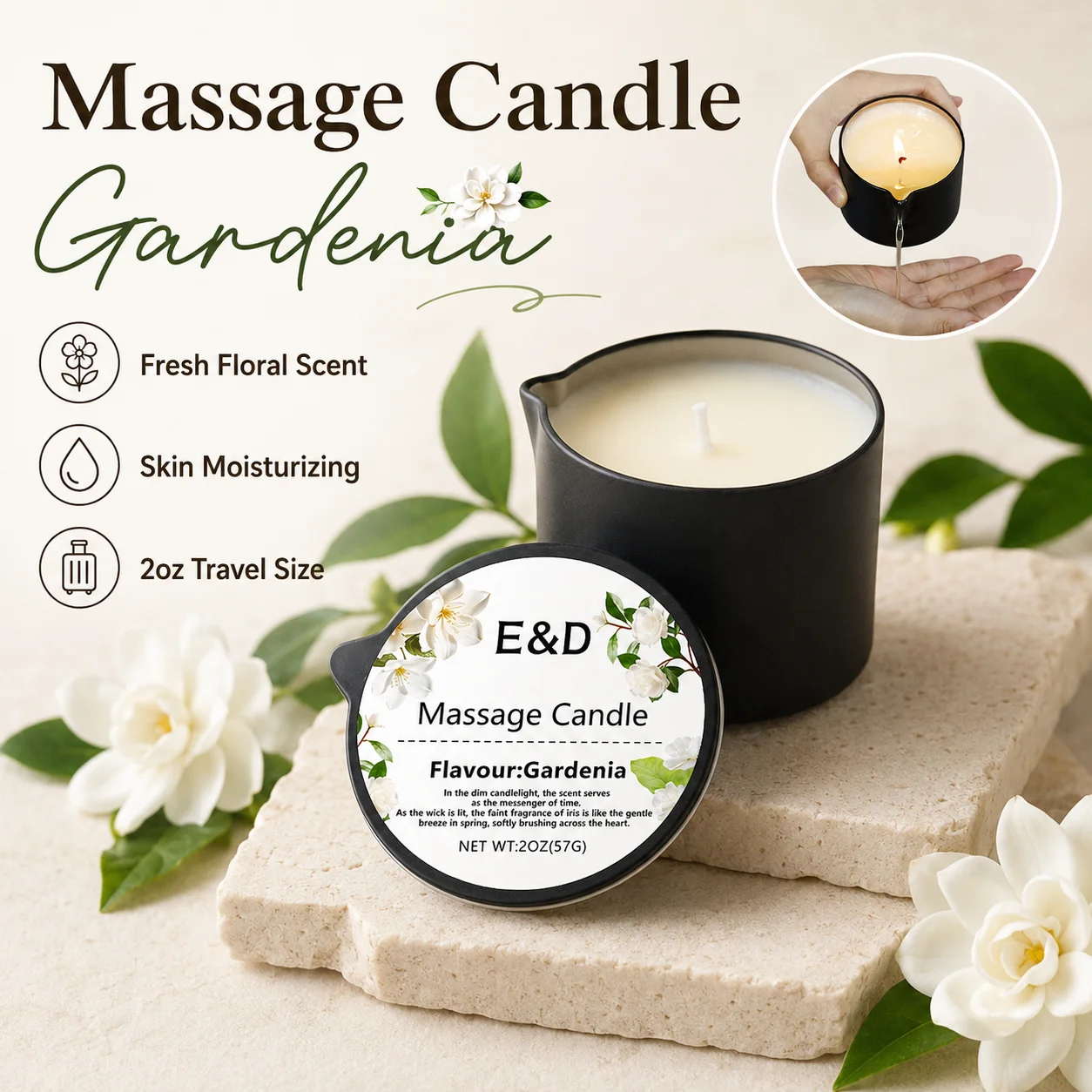 เทียนนวดตัวกลิ่นดอกพุด 2 ออนซ์ - Massage Candle Melting บทวิจารณ์และราคา