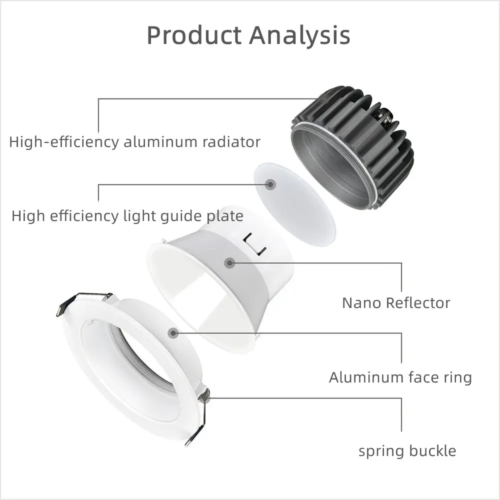 Waterproof downlight led ceiling light Recessed kitchen light hole light Bathroom IP65 bath waterproof spotlight