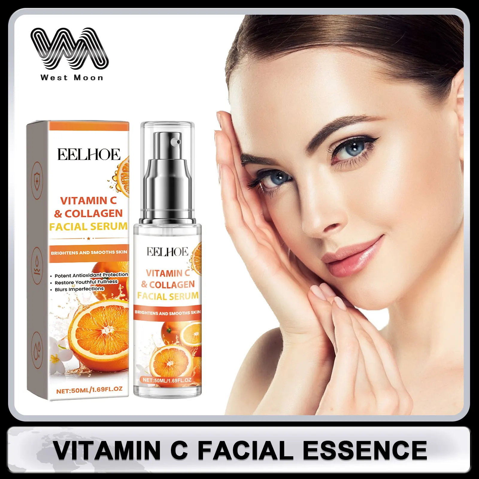 

Vitamin C Facial Essence Shrinking Pores Oil Control Firming Skin Moisturizing Improving Puffiness Skin Care Collagen Face Serum