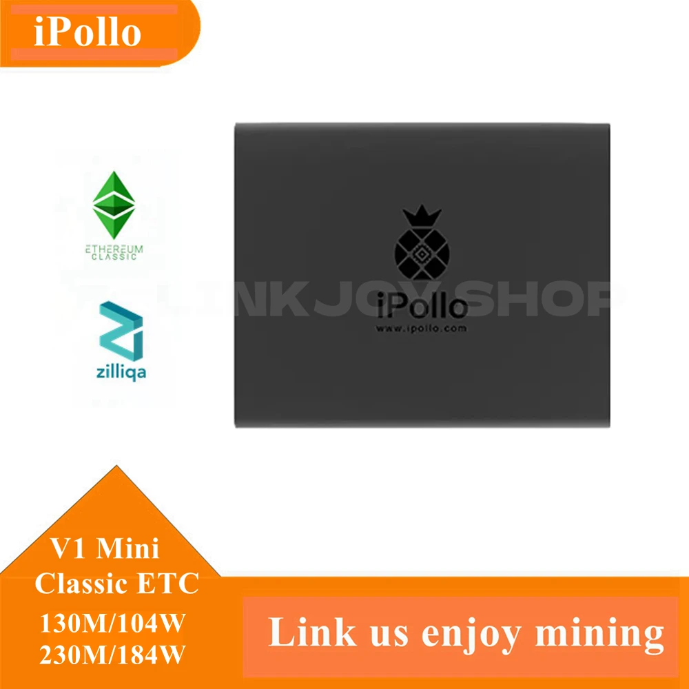 IPollo V Mini Classic ETC Miner 130M 104W 230 280MH 184W Hashrate Konsumsi Daya Rendah Pertambangan Rumah