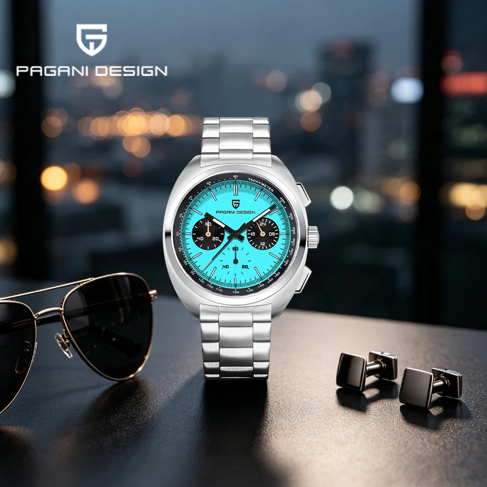 2026Pagani design Panda dial men's watch light luxury Quartz watch Japan Vk63 sports Chronograph Sapphire men's watch waterproof