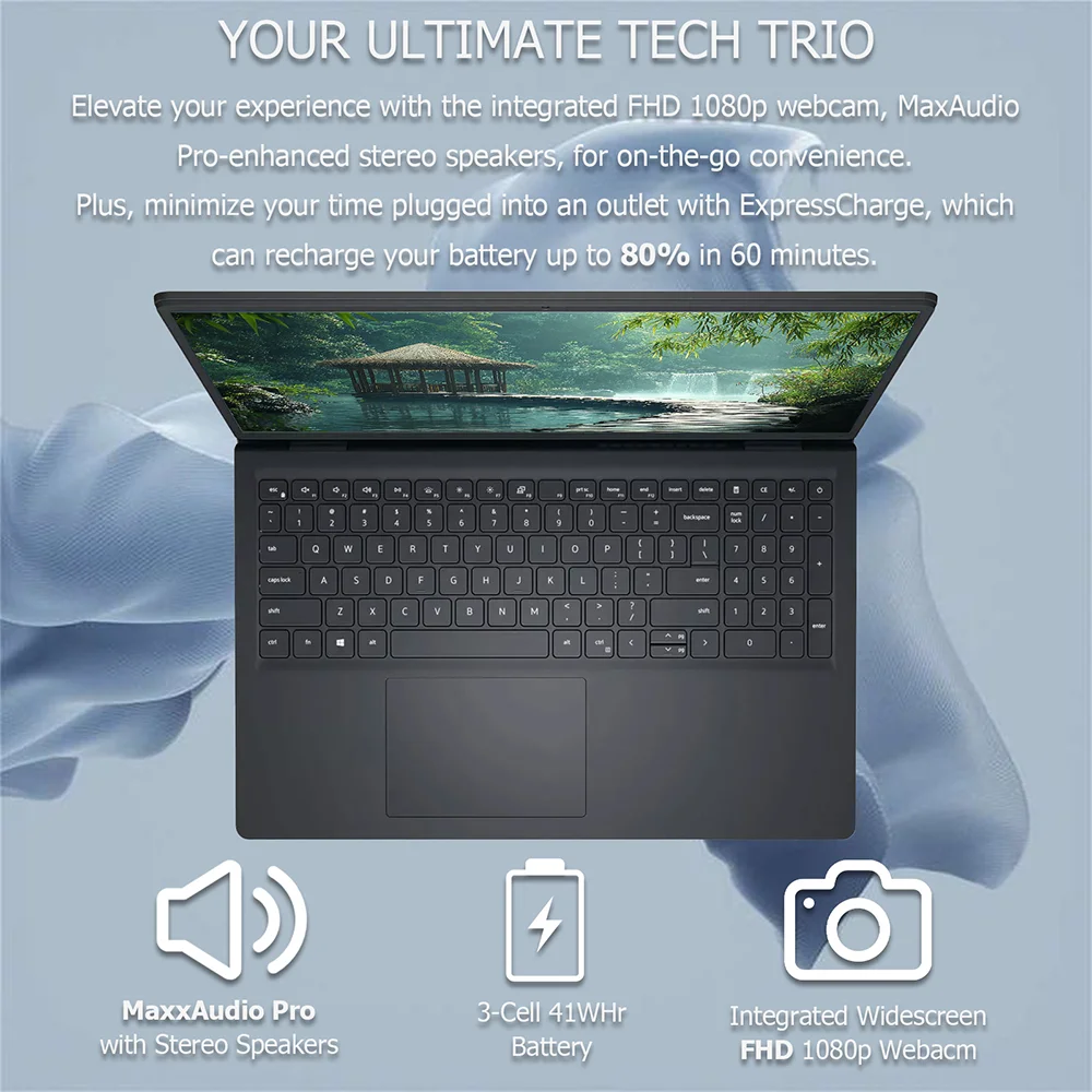 Ноутбук Dell Inspiron 3530 с сенсорным экраном FHD 15,6 дюйма, Intel Core i7-1355U, до 64 Гб ОЗУ, 4 ТБ SSD, цифровая клавиатура, WiFi 6,Win 11, черный