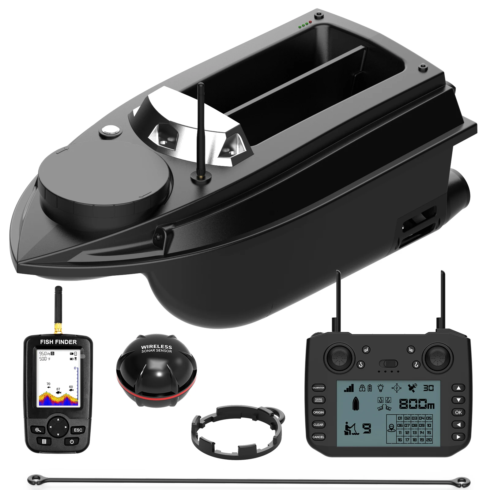 Flytec V030 GPS-Köderboot 12V Ferngesteuertes Angelboot 9 Angelplätze 180 Positionierungspunkte 20000mAh Batterie 800m Reichweite 3kg Ladekapazität Automatische Geschwindigkeitsregelung Köderboot