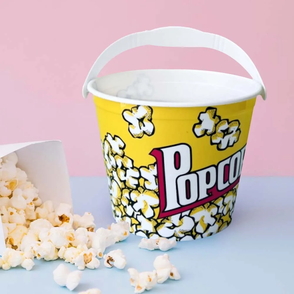 Palomera. Cubeta Contenedora de Palomitas con Asa Diseño Popcorn / ø14*11.5 cm / 1200 ml / PLÁSTICO