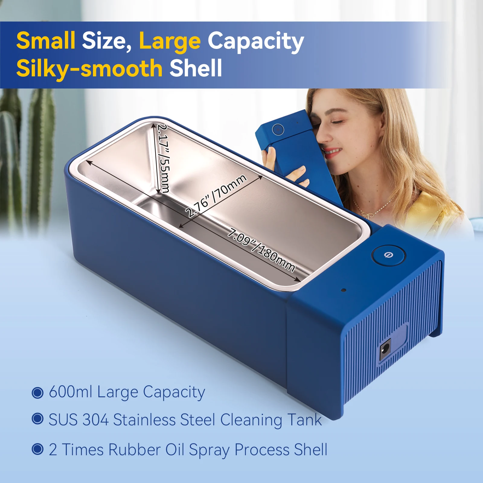 Eiwei-超音波ジュエリークリーナー,50KHz,600ml,ジュエリークリーナー,リング,ペンダント,アイライナー