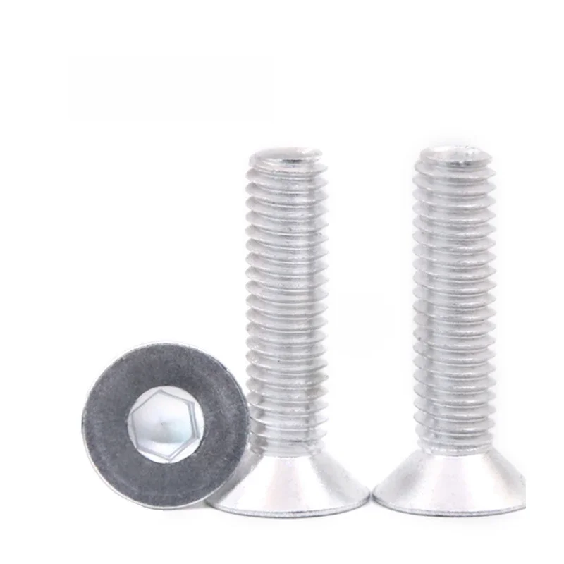 6063 #   Aluminium M2 M3 M4 M5 M6 M8 Hexagon Hex Socket Verzonken Schroef Platte Kop Inbusbouten DIN7991 - afbeelding 2