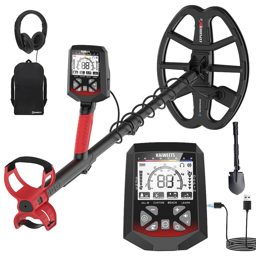 KAIWEETS EXPLORER X III Metal Detector, 5.82KHz, 11''×9'' Waterproof Coil, 5 Modes, 10H Battery, Professional Gold & Treasure Hunting Underground Metal Finder for Coins Silver Jewelry Relic Beach