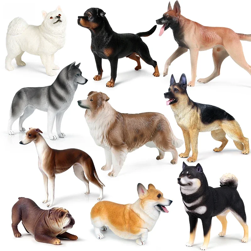 Oenux Duży rozmiar Psy Model Border Collie Dog Niemiecki Samoyed Buldog Shiba Inu Figurki zwierząt domowych Wysokiej jakości dekoracja domu Zabawka dla dzieci — zdjęcie 2