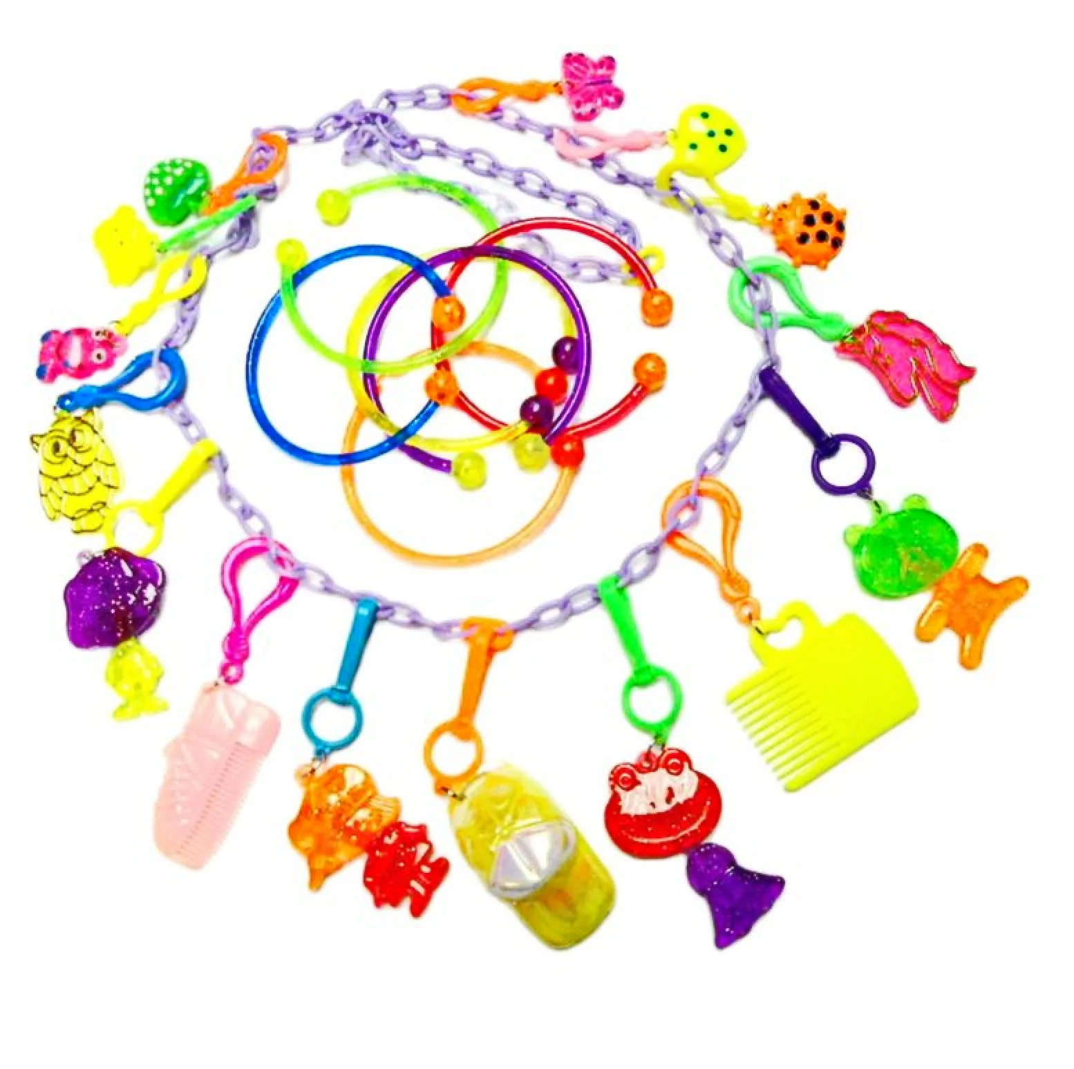 

VINTAGE Plastic 15 Charms O 80cm Necklace Retro Fashion Jewellery Chip Party Pinata Dressing Chain Birthday Favor Gifts Novelty