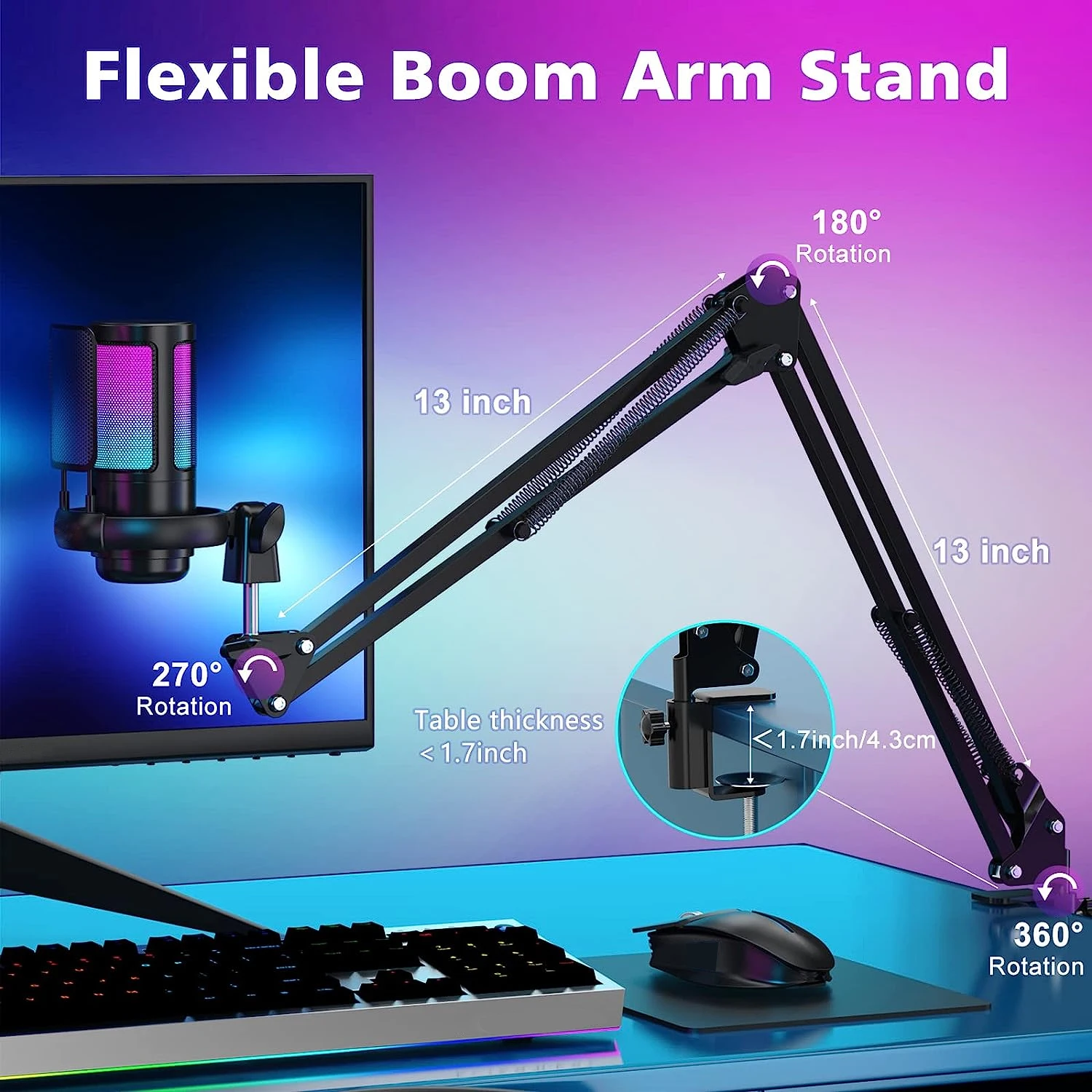 

USB Condenser Microphone for PC,Podcast&Gaming,Cardioid Mic Kit with RGB Light,Type-C Plug&Play for Streaming,Singing,Recording